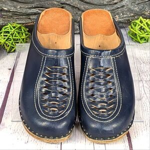 Troentorp Clogs, Wright Bastad Leather Slip On Closed Toe Non Slip Braided Clogs